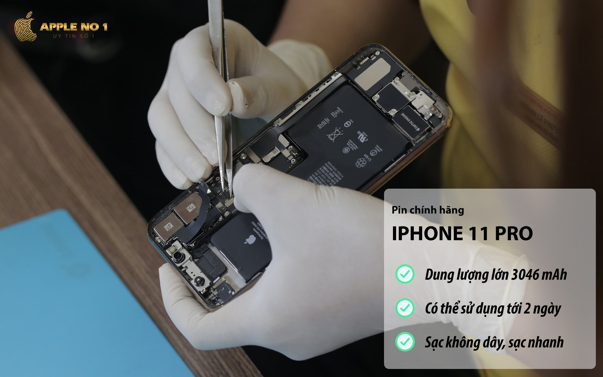 Dung lượng pin 3046 mAh cho phép iPhone 11 Pro sử dụng đến 2 ngày
