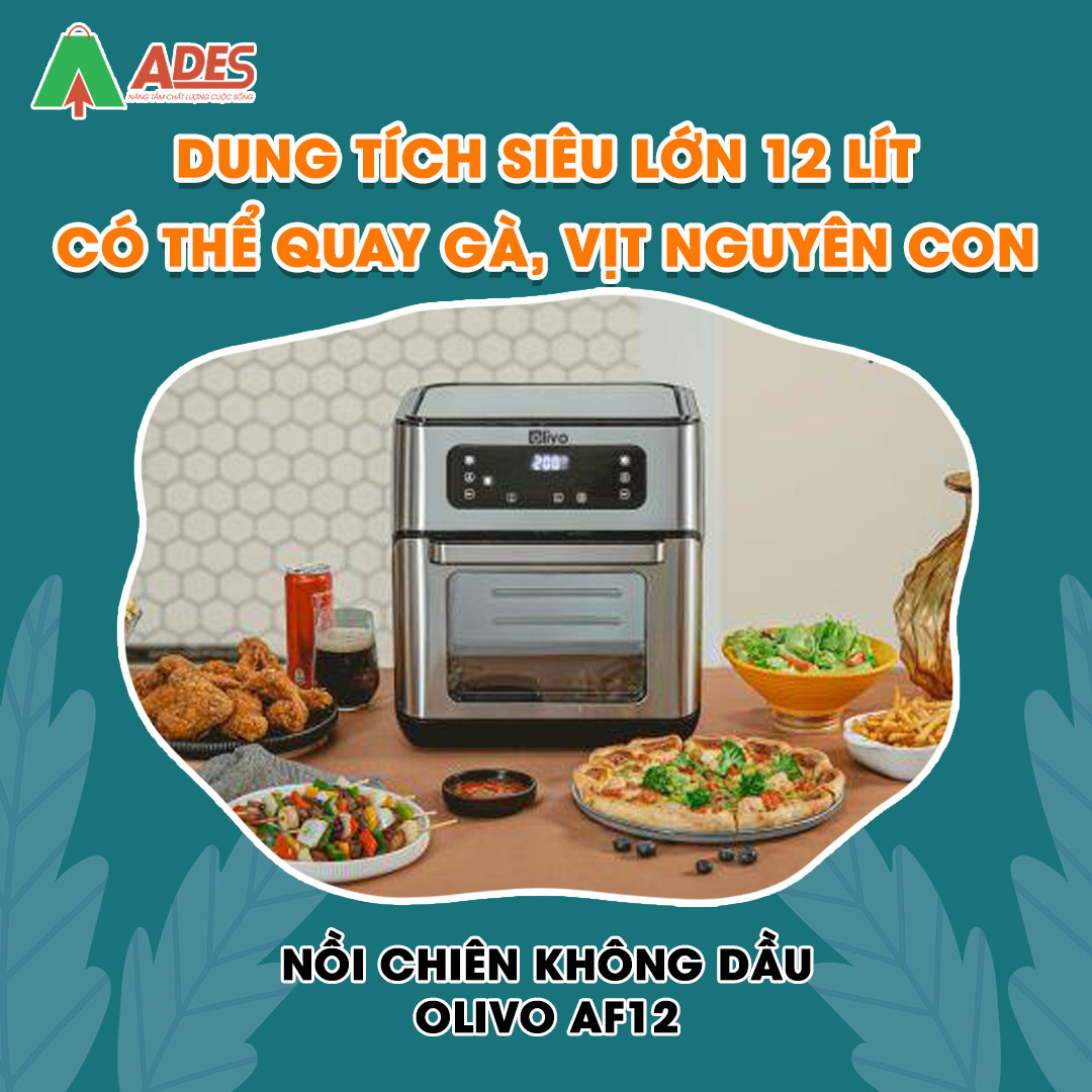 Noi Chien Khong Dau OLIVO AF 12 dung tich sieu lon 12 lit