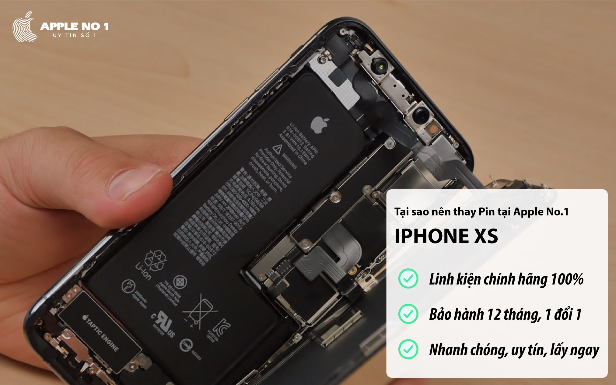 Dịch vụ thay pin iPhone XS chính hãng, giá rẻ tại Apple No.1